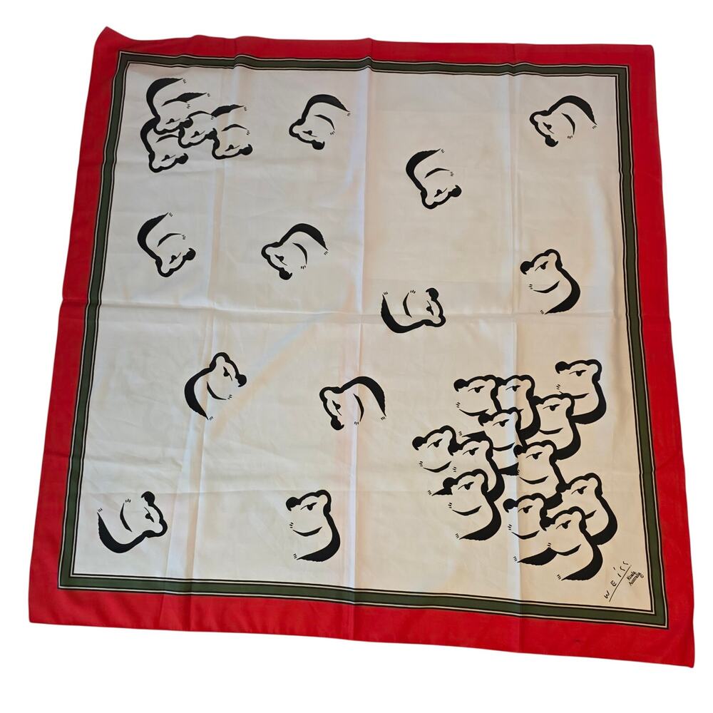 Fresca Australia Weiss Koala Print Polyester Square Scarf Red Green‎ White